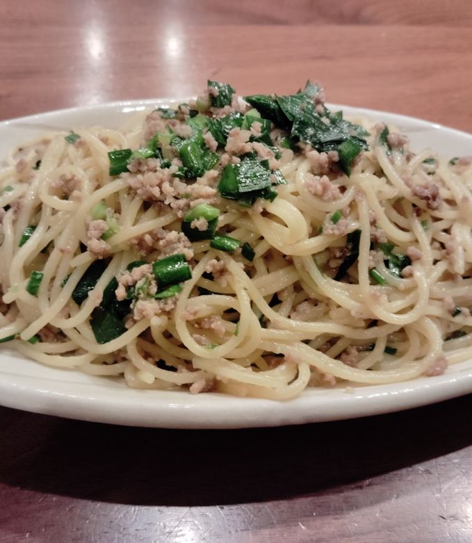 ニラのミートソースパスタ-レシピのメイン写真