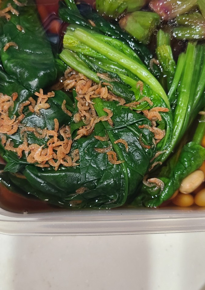 ほうれん草と桜えびと蒸し大豆煮浸し-レシピのメイン写真