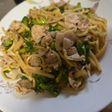 菜の花と豚肉の焼きラーメン風