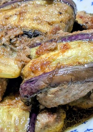 今夜の夕飯ナスの挟み焼きハンバーグ-レシピのメイン写真
