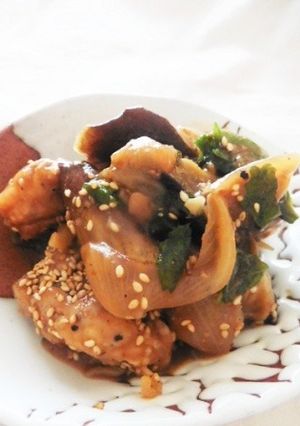 なすと鶏もも肉の胡麻味噌ポン酢和え-レシピのメイン写真
