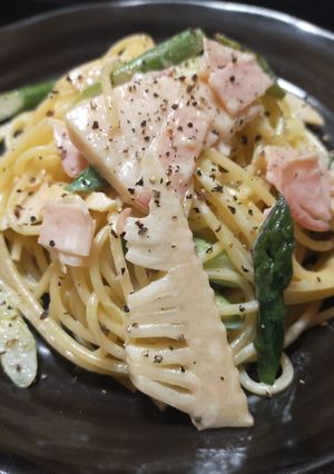 タケノコとアスパラの濃厚クリームパスタ-レシピのメイン写真