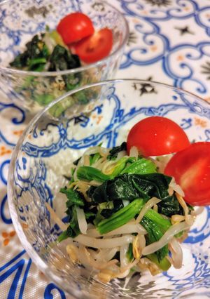 包丁いらず☆冷凍ほうれん草ともやしのサラダ-レシピのメイン写真