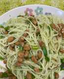 バジル×納豆で食すパスタ感覚な素麺