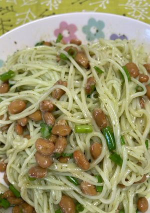 バジル×納豆で食すパスタ感覚な素麺-レシピのメイン写真
