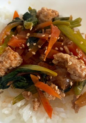 【フライパンひとつで】ビビンバ風丼-レシピのメイン写真