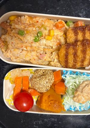 レンジ簡単洋風イタリアンキムチ炒飯弁当-レシピのメイン写真