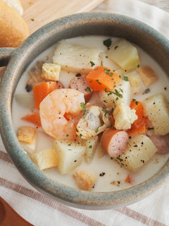 魚介のまろやか塩こうじミルクスープ🐟-レシピのメイン写真
