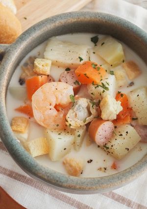 魚介のまろやか塩こうじミルクスープ🐟-レシピのメイン写真