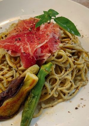生ハムとバジルクリームの冷製パスタ-レシピのメイン写真