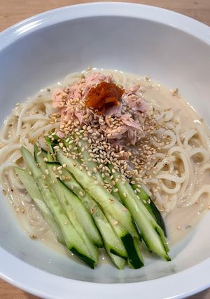 豆乳うどん ⭐︎ツナと胡瓜⭐︎麺つゆで簡単-レシピのメイン写真
