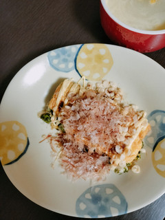 お豆と竹輪マヨサラダのとん平焼き風-レシピのメイン写真