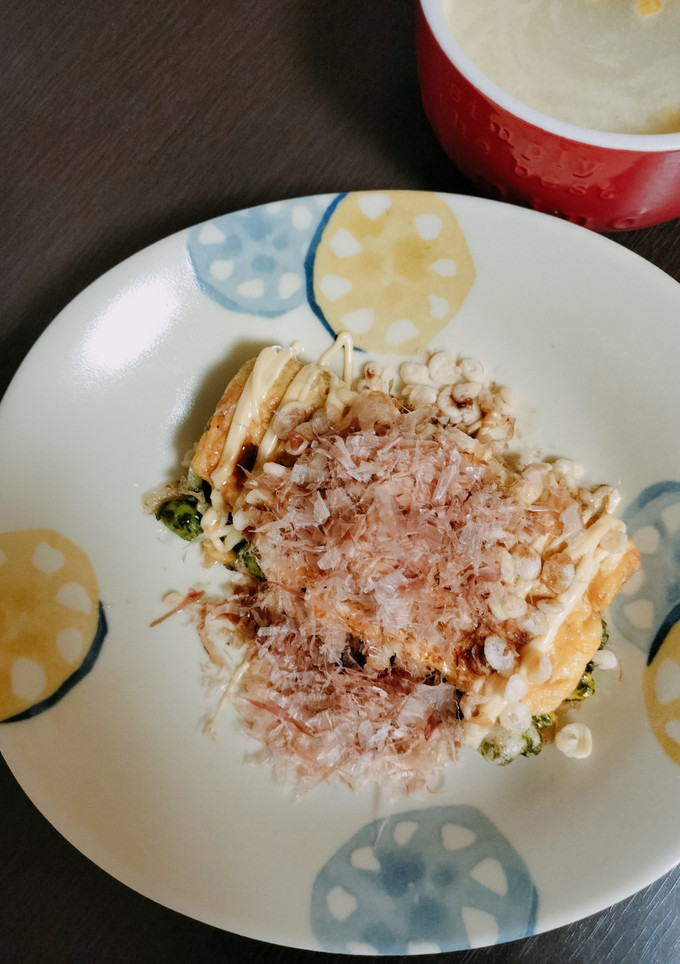 お豆と竹輪マヨサラダのとん平焼き風-レシピのメイン写真