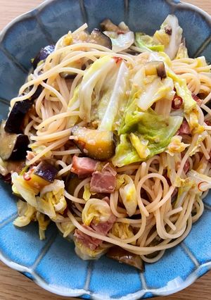 春キャベツとなすのオイルパスタ-レシピのメイン写真
