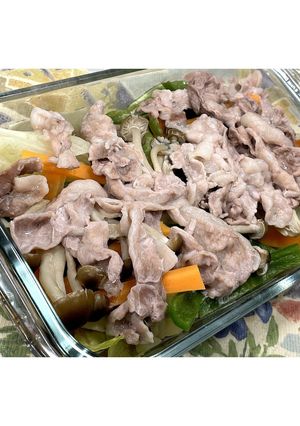 豚肉と野菜のレンジ蒸し★動画あり★-レシピのメイン写真