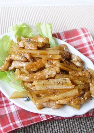 豚細切り肉とじゃがいものソース炒め-レシピのメイン写真
