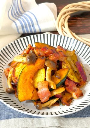 かぼちゃとさつまいもときのこのホットサラダ-レシピのメイン写真