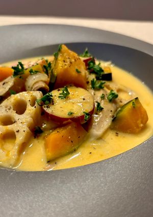 🍂秋の豆乳味噌仕立てクリームシチュー-レシピのメイン写真