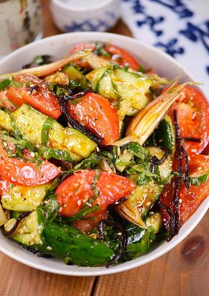 夏野菜の🍅にんにくごま油＆塩昆布和え🤤🥗-レシピのメイン写真
