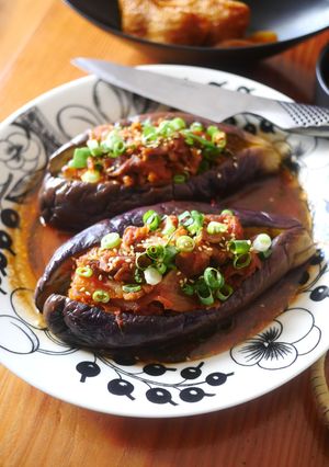 茄子のレンジ蒸し♪スタミナ豚キムチ-レシピのメイン写真