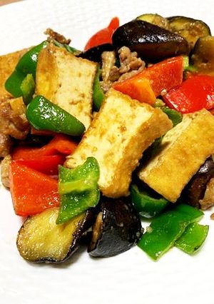 夏野菜と厚揚げのみそ炒め-レシピのメイン写真