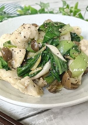 青梗菜と鶏むね肉の生姜炒め-レシピのメイン写真