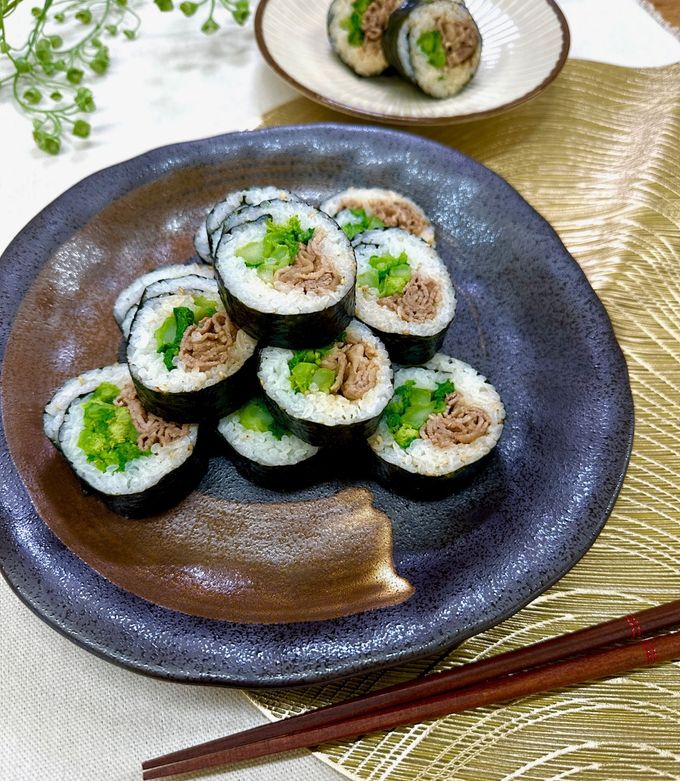 菜花と牛肉の海苔巻き by 藤枝市保健センター 【クックパッド】 簡単