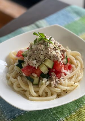 【健康】夏野菜の冷イタリアンうどん-レシピのメイン写真