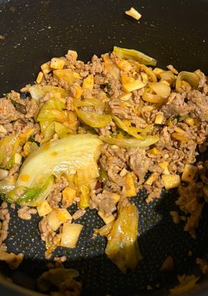 ひき肉とエリンギのキムチ炒め-レシピのメイン写真
