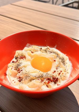 名古屋コーチン卵のきしめんカルボナーラ-レシピのメイン写真