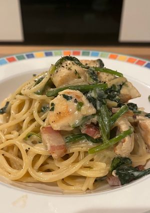 ほうれん草とチキンのクリームパスタ-レシピのメイン写真
