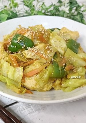 キャベツと鶏むね肉のカレーソース炒め-レシピのメイン写真