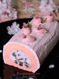 なごり桜のロールケーキ/大納言入り-レシピのメイン写真