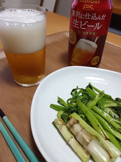 ビールのつまみ/せりのオリーブ油炒め-レシピのメイン写真
