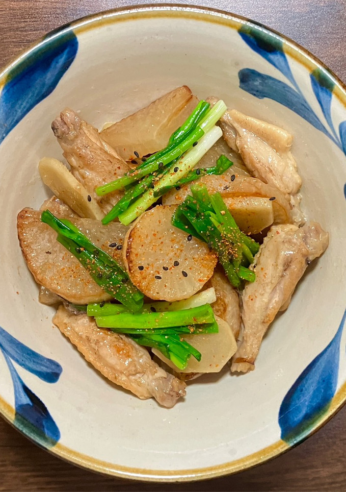 手羽中と焼き大根の生姜煮-レシピのメイン写真