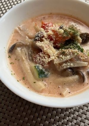 【認知症予防】あっつあつ豆乳トマトスープ-レシピのメイン写真