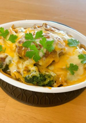 市販のソースで♪ハンバーグカレーパスタグラタン-レシピのメイン写真