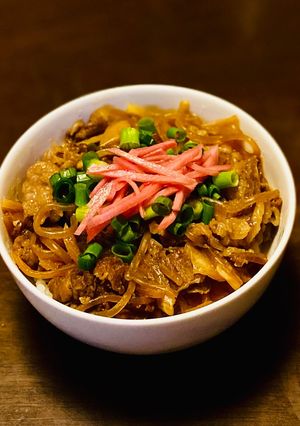 ワンボウルレンジ、牛丼-レシピのメイン写真