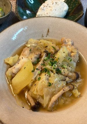 ご飯が進む！手羽元とキャベツのうま塩煮-レシピのメイン写真