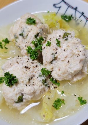 大葉入り鶏団子と白菜のコンソメ蒸し-レシピのメイン写真