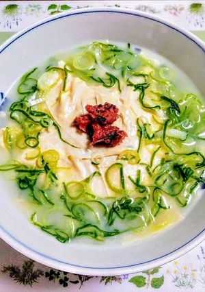 簡単ランチ！湯葉と長ネギと梅干しのうどん-レシピのメイン写真