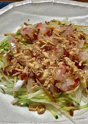 カリッと美味しい鯛の刺身の大根サラダ♪-レシピのメイン写真
