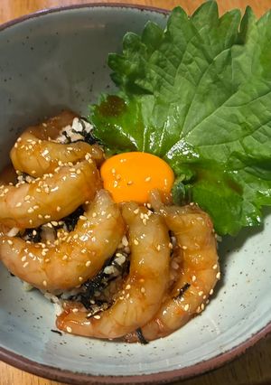 絶品！生赤エビの濃厚ごま醤油漬け丼-レシピのメイン写真