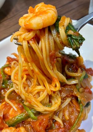 エビほうれん草トマトパスタ♪-レシピのメイン写真