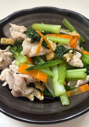 小松菜と豚こま肉の和風炒め-レシピのメイン写真