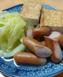 ソーセージ、キャベツ、厚揚げの合わせ煮