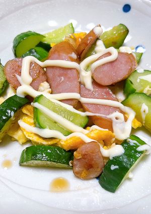 朝食に！ウインナーエッグきゅうり-レシピのメイン写真