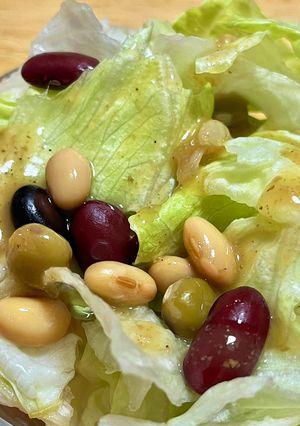 レタスとミックスビーンズのゴマドレサラダ-レシピのメイン写真