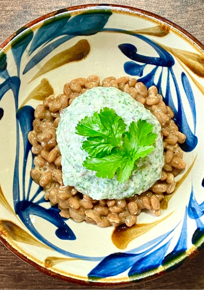 パクチー風味の豆腐と納豆の和え物-レシピのメイン写真