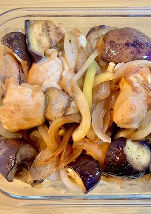 鶏肉とナスの梅風味炒め-レシピのメイン写真